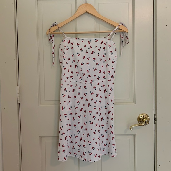 BOGO Cherry 🍒 Print Mini Adjustable Knot Strap Shein Dress EUC - Picture 7 of 12